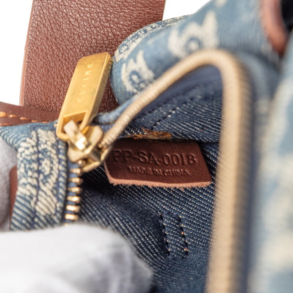 Celine Paris Macadam Waist Bag Blue Brown Denim Leather - Picture 7 of 7